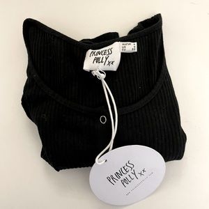 selling-  A new double vision ripped crop black.